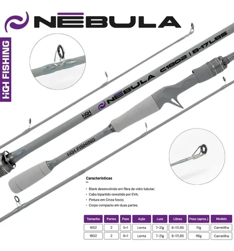 Vara Albatroz Nebula C1802 8-17lb Ação Lenta P/ Carretilha