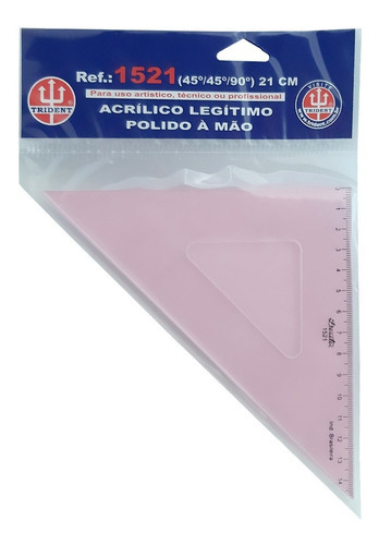 Esquadro Acrilico 21cm 45° Com Graduacao Ref. 1521 - Trident