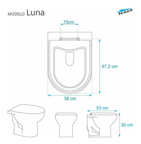 Imagem 2 de 4 de Tampa De Vaso Luna Branco Para Bacia Icasa 6lpf