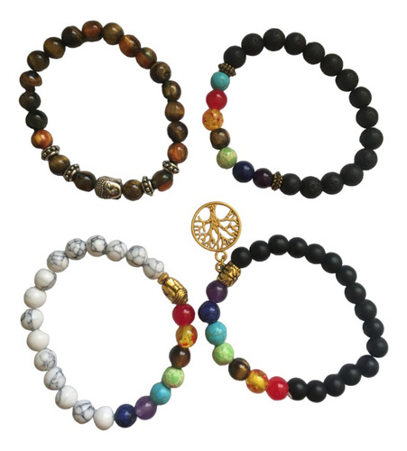 Kit 4 Pulsera 7 Chakras Bienestar Yoga Equilibrio