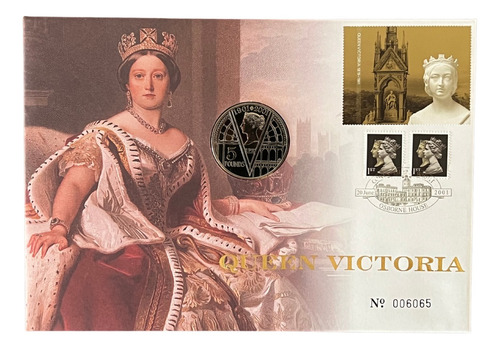 Moeda Oficial 2001 £5 Rainha Victoria Lacrada No Encarte
