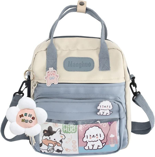 Mochila Escolar Kawaii Estilo Japonesa C/accesorios Azul