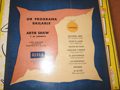 V6406 - Un Programa Bailable  Artie Shaw Y Orquesta  L586 