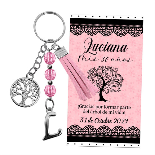 Souvenirs Llavero Árbol De La Vida + Letra + Fleco X20
