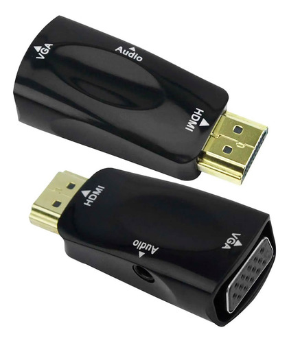 Conversor Hdmi X Vga 5+ Com Saída R+l Preto