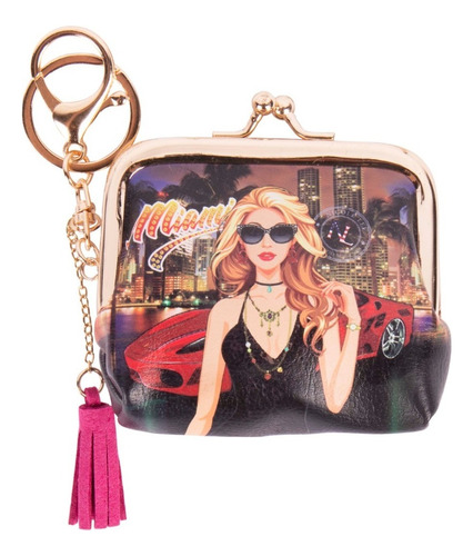 Monedero Nicole Lee Estampado Exclusivo Con Broche Kisslock Color Miami Night