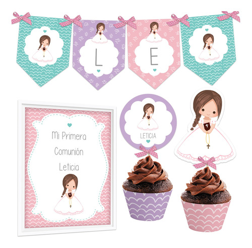 Kit Imprimible Comunión Confirmación Niña, Personalizado