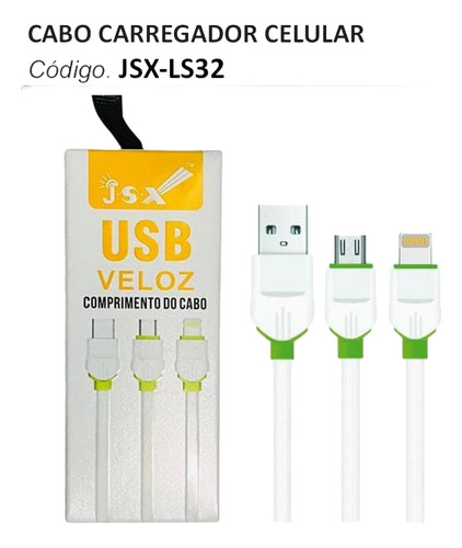 Cabo Carregador / Tipo C/2 Pontas/135graus Turbo- 1m 2m E 3m 19 - Jsx Ls 32