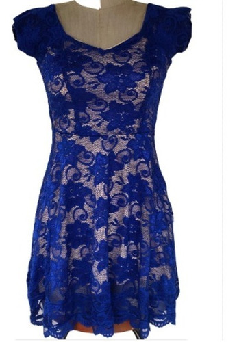 Vestido Forrado Azul Para Mujer Elegante Diseño Exclusivo 