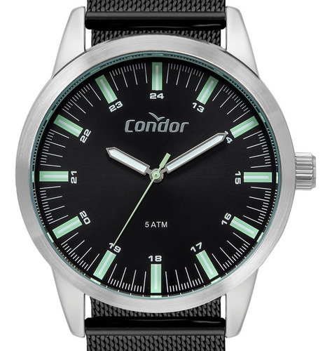 Relógio Condor Masculino Casual Fino Pulseira Slim Preto Nfe