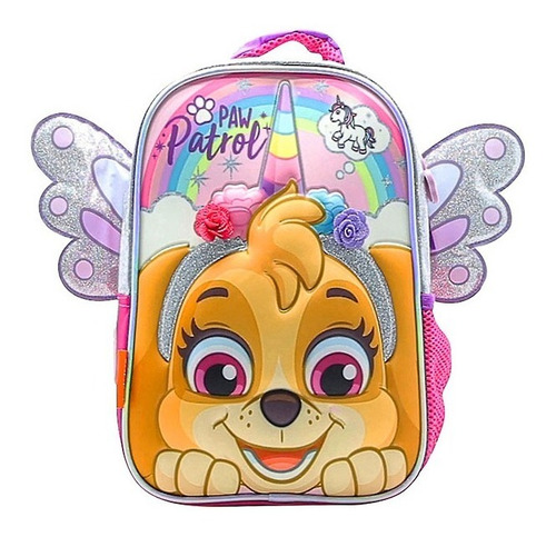 Mochila Paw Patrol Skye 12 Pulgadas Espalda 3d Alas Color Rosa