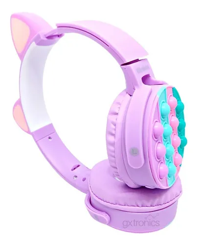 Auriculares Inalambricos Ni os Vincha Orejas Gato Pop It Fm