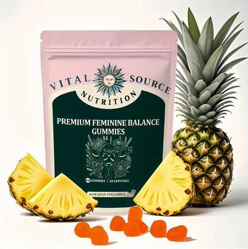 ElfLeaf Vital Source Women's Balance Gummies Sabor Piña Hawaiana Botella 60 Unidades mujer
