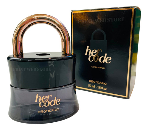 Perfume Her Code O Boticário Eau De Parfum 50 Ml O Perfume Do Cadeado, Original, Pronta Entrega