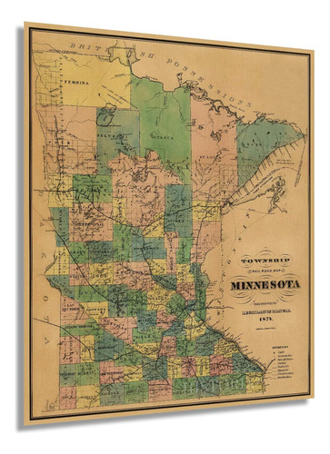 Historix 1874 Mapa De La Ciudad Y El Ferrocarril De Minnesot
