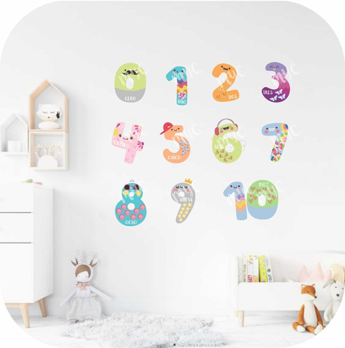 Vinilo Decorativo Infantil Números Didáctico Coloridos 