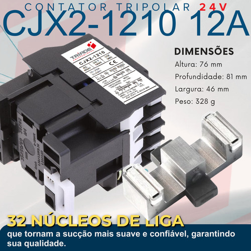 Contator Tripolar 12a Cjx2-1210 50/60 Hz