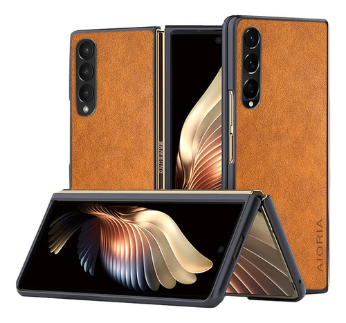 Funda Para Galaxy Z Fold 4 Orange Piel Sintetica