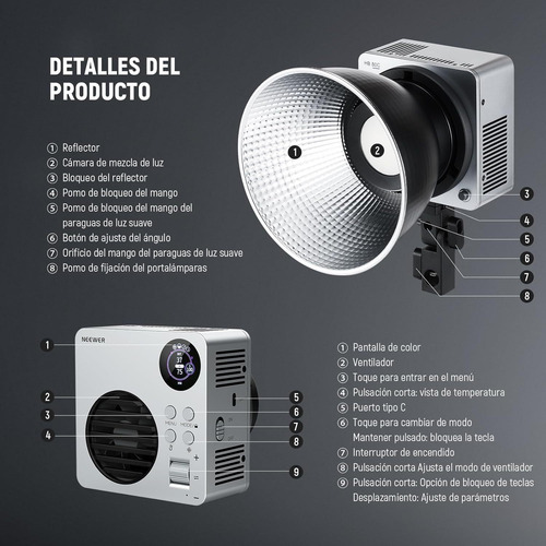 Neewer Hb80c Rgb Luz Vídeo Led 80w Mini Rgb Cob Luz