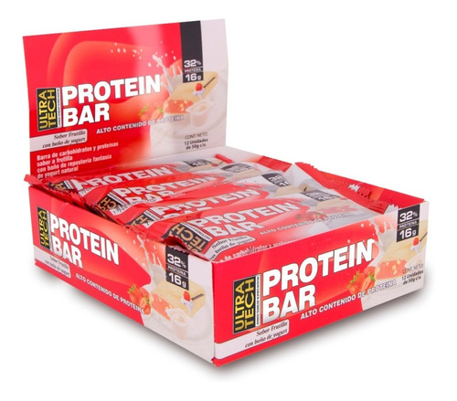 Barras Proteicas Protein Bar Ultra Tech Caja X 12 Barras En Sabores Banana Chocolate O Frutilla  