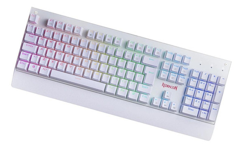 Imagem 2 de 3 de Teclado gamer Redragon Kala Lunar K557W QWERTY Outemu Mark.II DIY Red português Brasil cor branco com luz RGB
