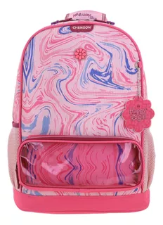 Mochila Happy Girl Estampado Rosa Con Porta Tablet Hg66268 Primaria Chenson