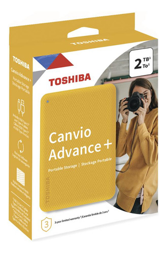 Toshiba Disco Duro Canvio Advance Amarillo 2tb Hdtca20xycab
