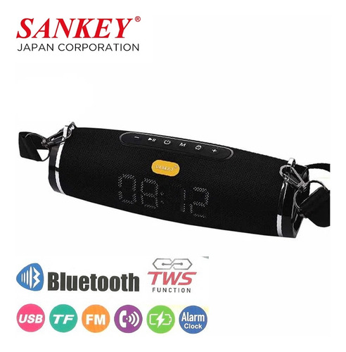 Corneta Sankey Bluetooth Reloj Micro Sd Radio Fm Potente 