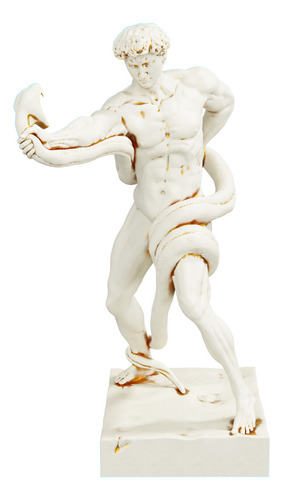 Estátua Atleta Lutando Contra Píton - Estatueta Frederic Cor Cor Mármore Dourado