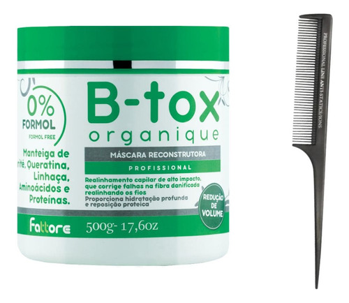 Kit B-tox Orgânico Fattore 500g + Pente
