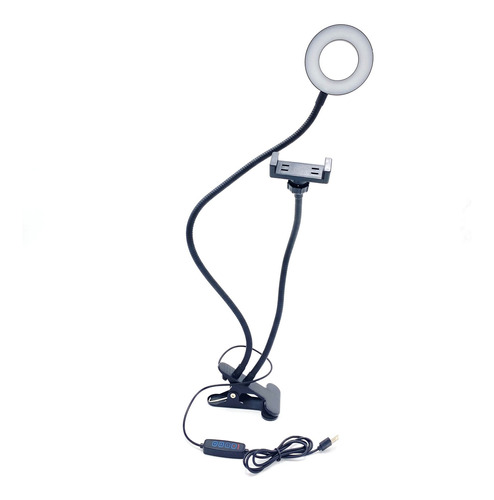 Aro De Luz 12 Led, Con Soporte Para Celular Y Pinza, En Caja