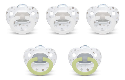 Nuk Comfy Ortodoncia Pacifiers, Colección Timeless, 0-6 Mese