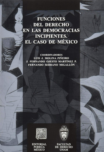 FUNCIONES DEL DERECHO EN LAS DEMOCRACIAS INCIPIENTES EL CASO, de Luis J. Molina Piñeiro. Editorial Editorial Porrúa México, tapa blanda en español, 2005