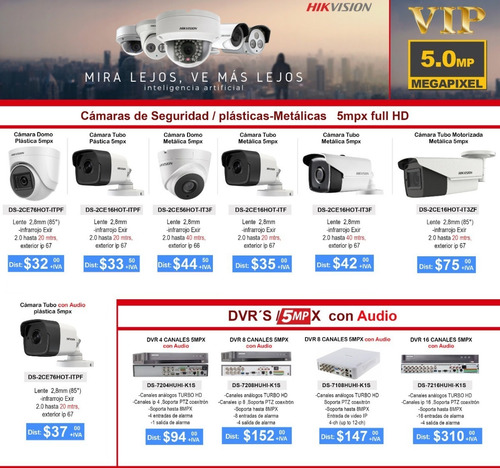 Imagen 2 de 5 de Camaras Hikvision 5mp 4k Tubo Domo Fijas Y Varifocal Segurid