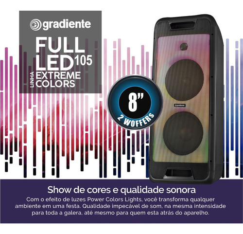 Caixa De Som 500w Microfone Bivolt Led Gradiente Potente