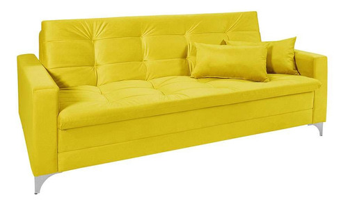 Sofá-cama 3 Lugares Casal Facility Veludo Amarelo