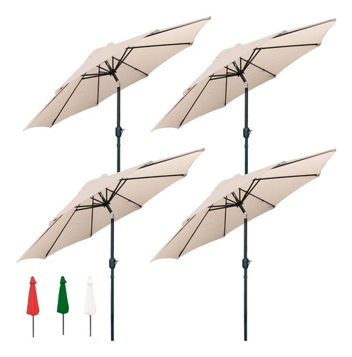 Sombrilla Con Angulo Jardin Playa 2.7 Metros Kit 4