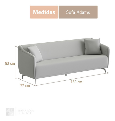 Sofá Adams 180 Cm 3 Lugares Linho Terracota