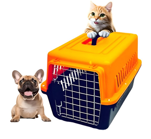 Caja Transportadora Gato Canil Para Perros Jaula Roro Canil Gatos Naranja Negro