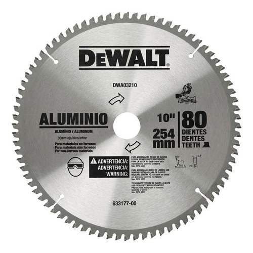 Disco Sierra Para Aluminio 10'' 80 Dientes Dewalt Dwa03210