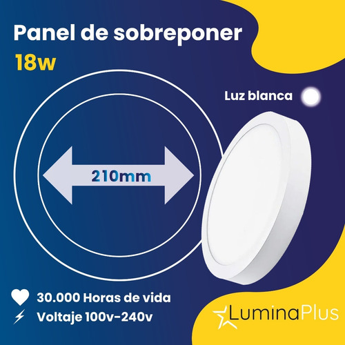 Imagen 2 de 9 de Panel Led 18w Sobreponer Luz Blanca Pack X 6 Certificada