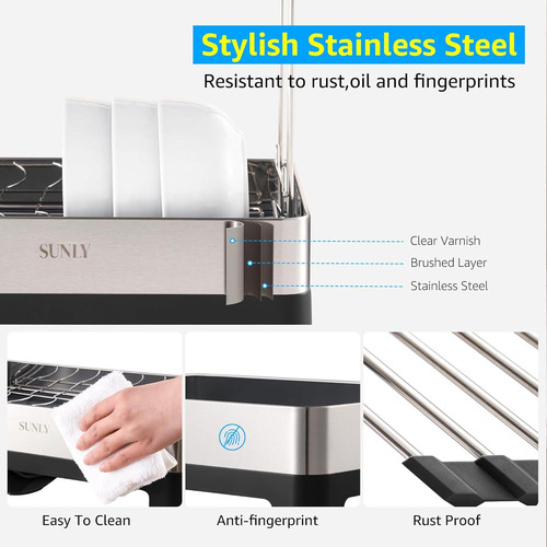 Estante De Secado De Platos Sunly 2 Niveles Acero Inoxidable