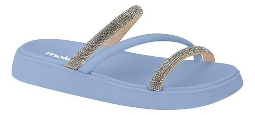 Chinelo Feminino Moleca Flatform Slide Glamour Strass Brilho