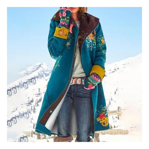 Chamarra Polar Estampada De Longitud Media Para Mujer
