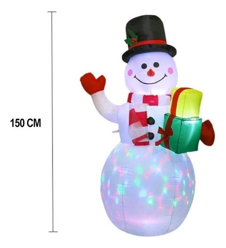 Macaco De Neve Inflável De Natal Com Bonecos De Luz Led