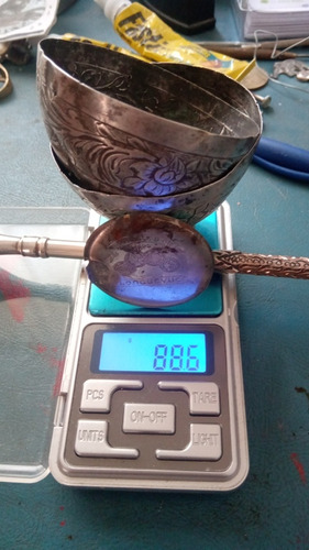 Lote Antiguo De Plata Bombilla Virola Plata Y Base Mate 