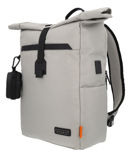 Mochila Ejecutiva Airpack Portalaptop Adventure Bound Color Gris Diseño De La Tela Lisa