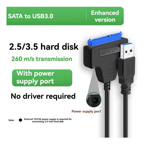 Cable Adaptador A Usb 3.0 Para Unidades Ssd/hdd De 2,5 PuLG