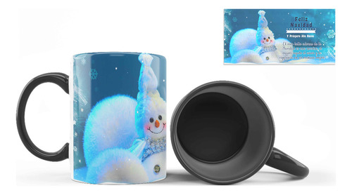 Taza Interior Color, Muñeco De Nieve, Azul, 11oz