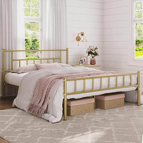 Base De Cama 13 PLG Matrimonial Color Dorada Yaheetech